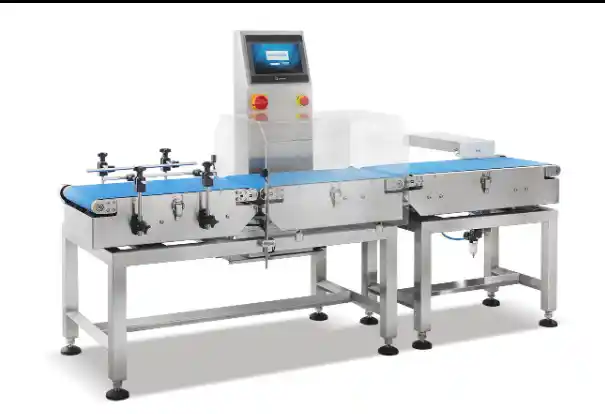 check weigher industri otomatis untuk pemeriksaan berat produk pada lini produksi