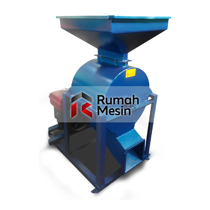 Mesin hammer mill mengolah bahan menggunakan rotor dan palu pemukul di dalam ruang penggilingan.